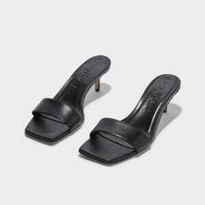 Aeyde Ilvy Leather Mules Black Kitten Heel Size 38 EU 8 US